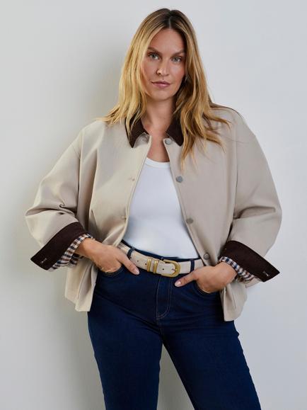 Live Unlimited Corduroy Collared Shacket, Natural, Natural