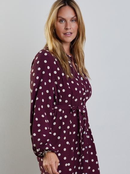 Live Unlimited Polka Dot Shirt Dress, Burgundy - view 2, Burgundy