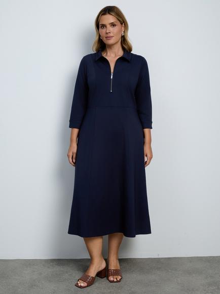 Live Unlimited Curve Polo Neck Jersey Dress, Blue, Blue