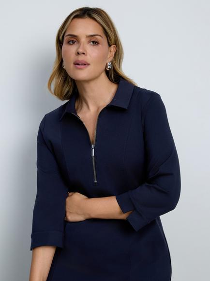 Live Unlimited Curve Polo Neck Jersey Dress, Blue - view 2, Blue