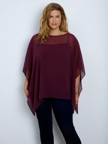 Live Unlimited Cape Overlayer Top, Red, Red