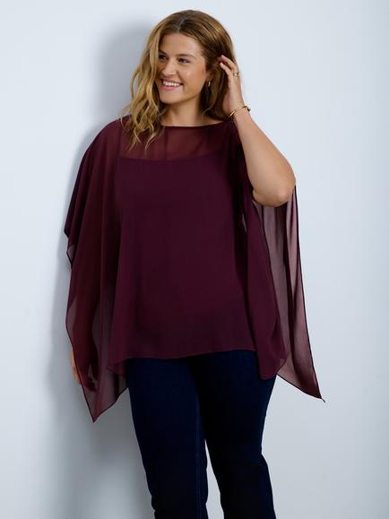 Live Unlimited Cape Overlayer Top, Red - view 2, Red