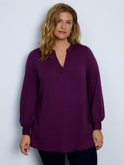 Live Unlimited Jersey Nehru Neck Top, Purple - view 2, Purple