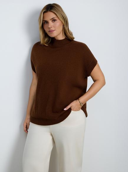 Live Unlimited Wool Blend High Neck Jumper, Brown, Brown