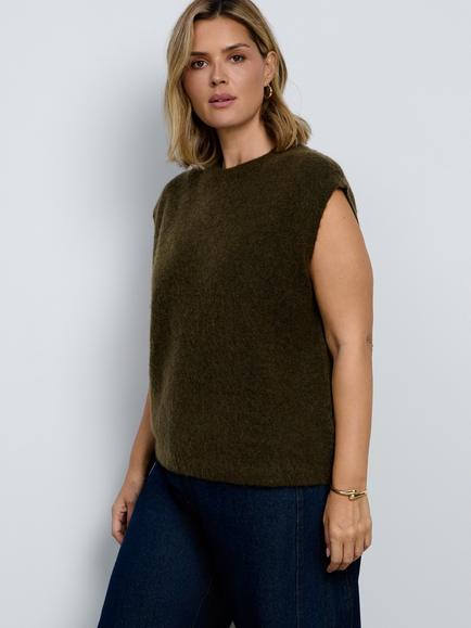 Live Unlimited Sleeveless Knit Vest Jumper, Green - view 2, Green