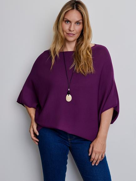 Live Unlimited Batwing Sleeve Knit Jumper, Purple, Purple