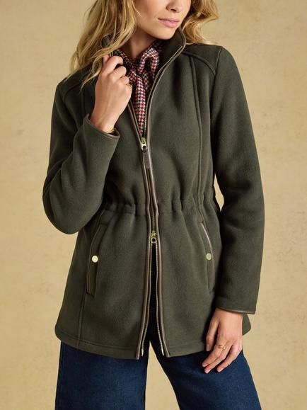 Joules Heritage Longline Zip Up Polar Fleece, Green, Green