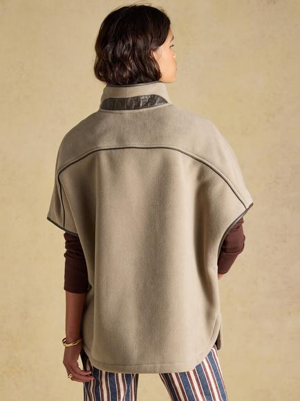 Joules Short Sleeve Zip-Neck Fleece Top, Mink Brown - view 2, Mink Brown