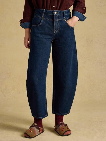 Joules Midwash Barrel Jeans, Mid Blue, Mid Blue