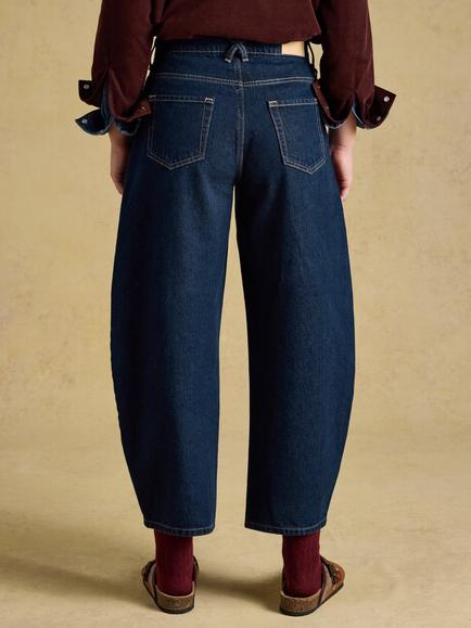 Joules Midwash Barrel Jeans, Mid Blue - view 2, Mid Blue