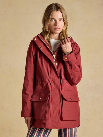Joules Portwell Waterproof Hooded Raincoat, Burgundy Red, Burgundy Red