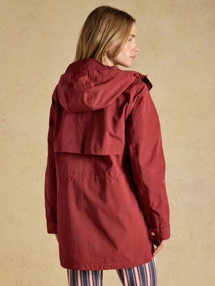 Joules Portwell Waterproof Hooded Raincoat, Burgundy Red - view 2, Burgundy Red