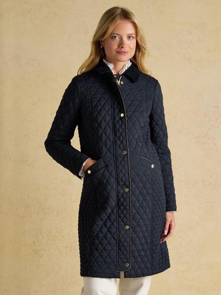 Joules Showerproof Quilted Coat, Navy, Navy