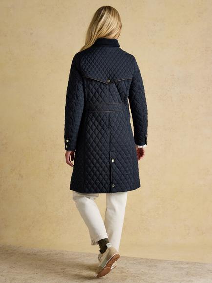 Joules Showerproof Quilted Coat, Navy - view 2, Navy