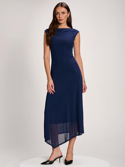 Jolie Moi Cowl Neck Draped Maxi Dress, Navy