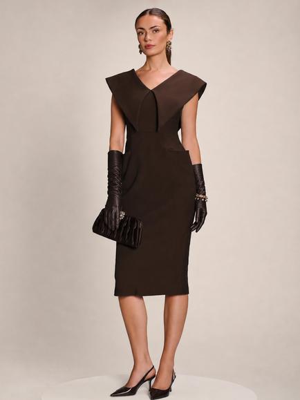 Jolie Moi Hourglass Midi Dress, Chocolate Brown