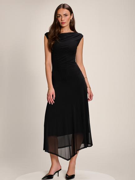 Jolie Moi Cowl Neck Draped Maxi Dress, Black