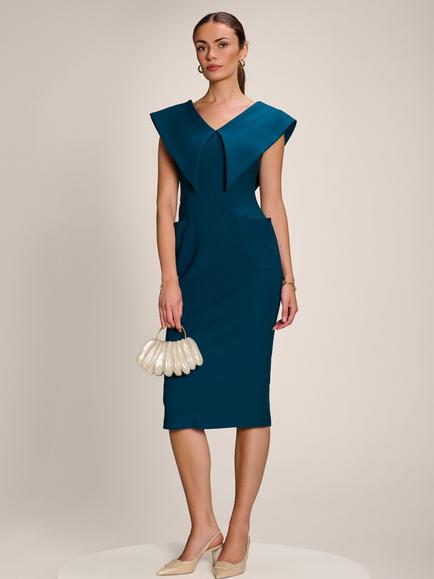 Jolie Moi Hourglass Midi Dress, Dark Teal