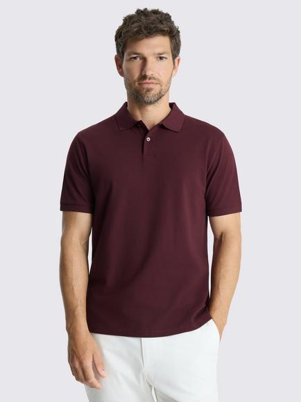 Moss Cotton Piqué Polo Shirt, Burgundy Red