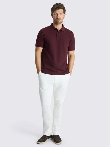Moss Cotton Piqué Polo Shirt - view 2, Burgundy Red