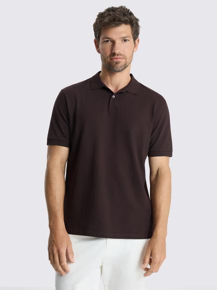 Moss Cotton Piqué Polo Shirt, Chocolate Brown