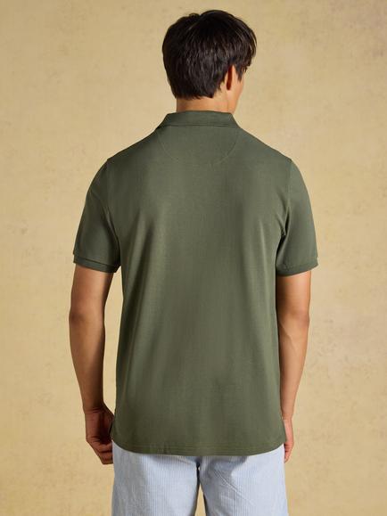 Joules Cotton Pique Polo Shirt, Khaki Green - view 2, Khaki Green