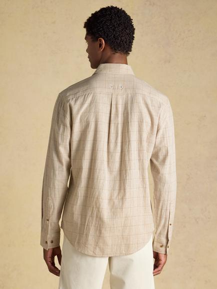 Joules Check Linen Cotton Blend Shirt, Oatmeal - view 2, Oatmeal