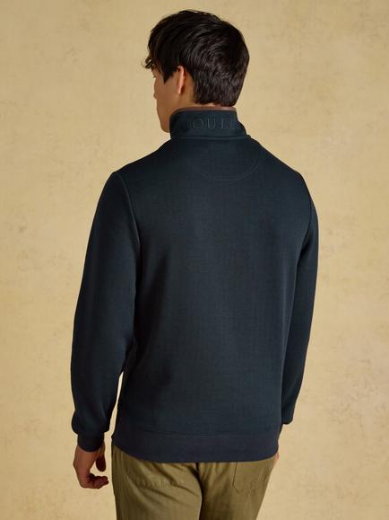 Joules Heritage Quarter Zip Cotton Blend Sweatshirt, Navy - view 2, Navy