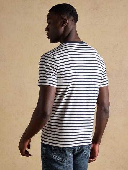 Joules Stripe Crew Neck Cotton T-Shirt, Navy/White - view 2, Navy/White