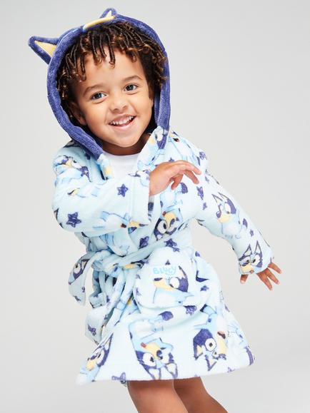 Brand Threads Kids' Bluey Fleece Robe, Blue, Blue