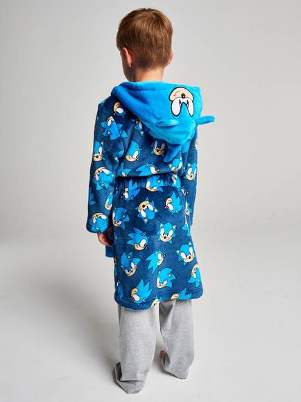Brand Threads Kids' Sonic the Hedgehog Fleece Dressing Gown, Blue - view 2, Blue