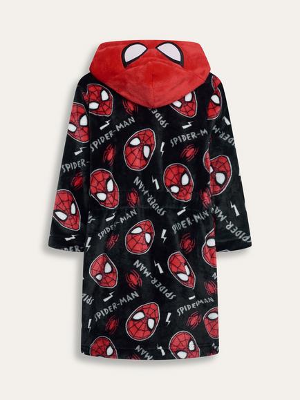 Brand Threads Kids' Spider-Man Dressing Gown, Black Multi - view 2, Black Multi
