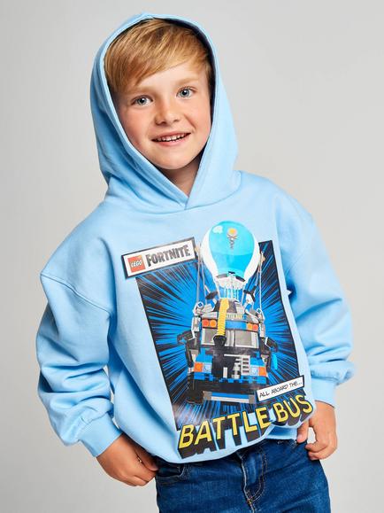 Brand Threads Kids' LEGO Fortnite Hoody, Blue, Blue