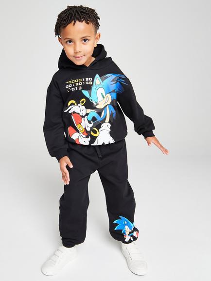 Brand Threads Kids' Sonic the Hedgehog Hoodie & Joggers Set, Black, Black