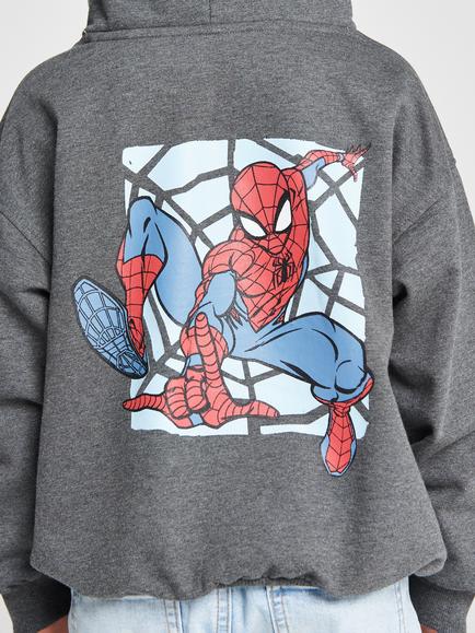 Brand Threads Kids' Spider-Man Hoodie, Charcoal - view 2, Charcoal