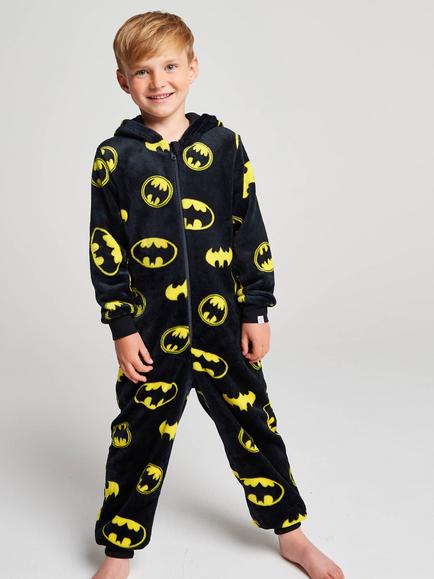 Brand Threads Kids' Batman Fleece Onesie, Black, Black
