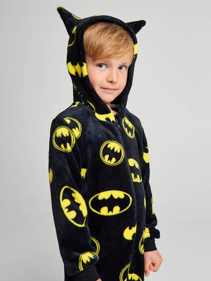 Brand Threads Kids' Batman Fleece Onesie, Black - view 2, Black
