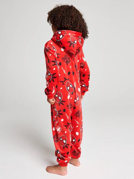Brand Threads Kids' Spiderman Fleece Onesie, Red - view 2, Red