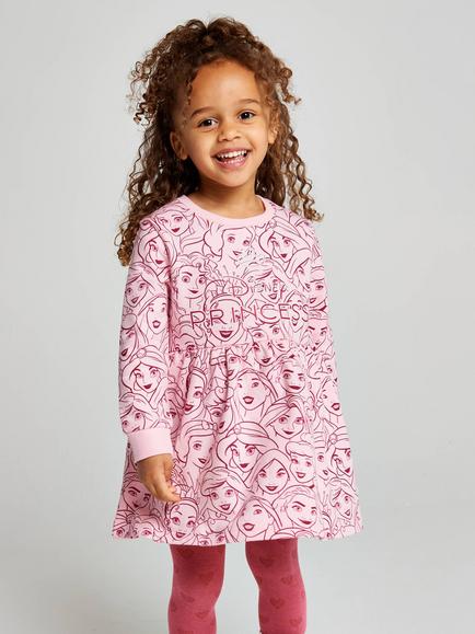 Brand Threads Kids' Disney Princess Sweat Dress, Pink, Pink