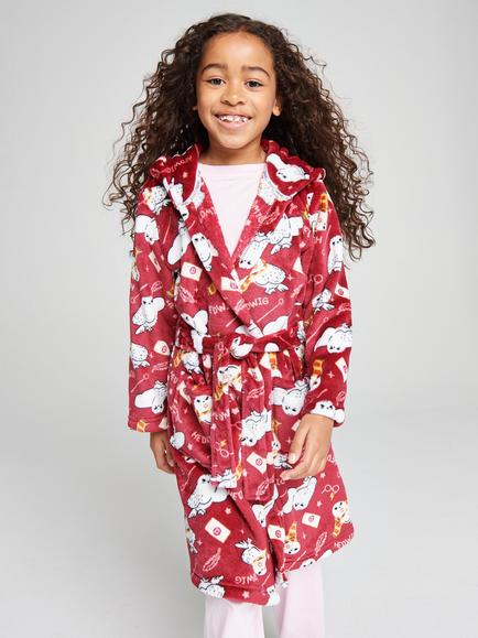 Brand Threads Kids'  Harry Potter Hedwig Fleece Dressing Gown, Burgndy, Burgndy