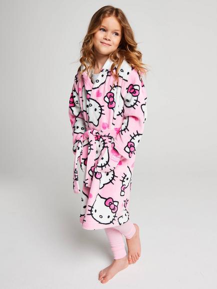 Brand Threads Kids' Hello Kitty Fleece Dressing Gown, Pink, Pink