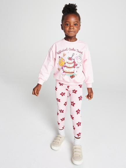 Brand Threads Kids' Peppa Pig Sweatshirt & Leggings Set, Pink, Pink