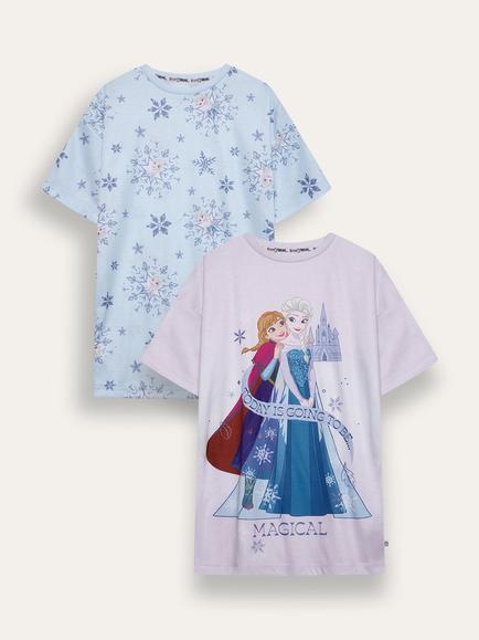 Brand Threads Kids' Disney Frozen Short Sleeve Nightdress, Pack of 2, Multi, Multi