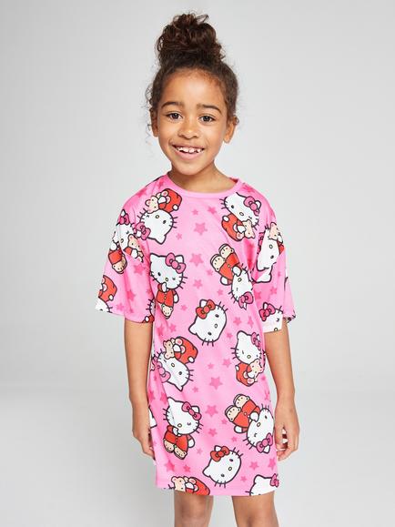 Brand Threads Kids' Hello Kitty Short Sleeve Nightdress, Pink, Pink