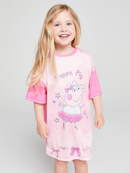 Brand Threads Kids' Peppa Pig Short Sleeve Nightdress, Pink, Pink