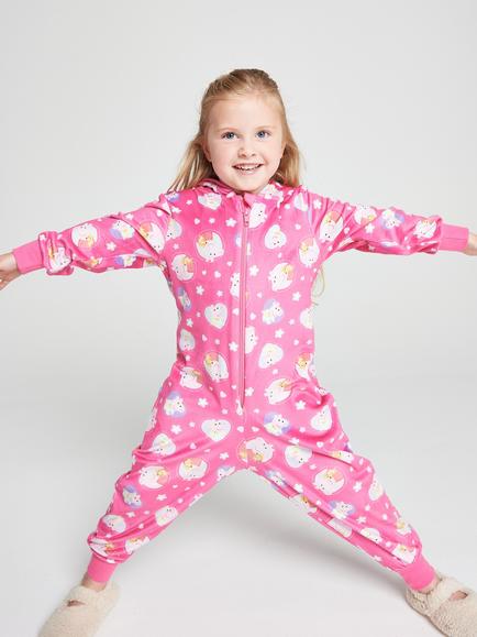 Brand Threads Kids' Peppa Pig Fleece Onesie, Pink, Pink