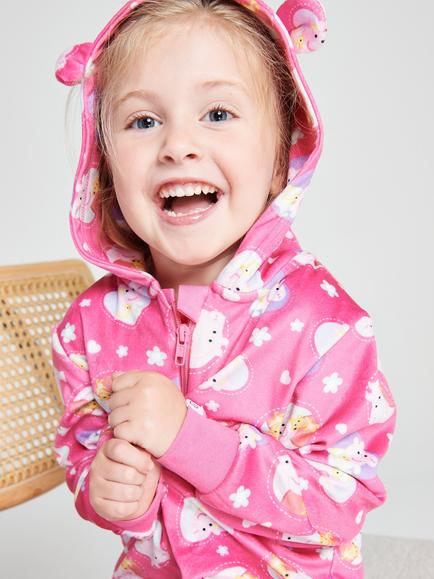 Brand Threads Kids' Peppa Pig Fleece Onesie, Pink - view 2, Pink