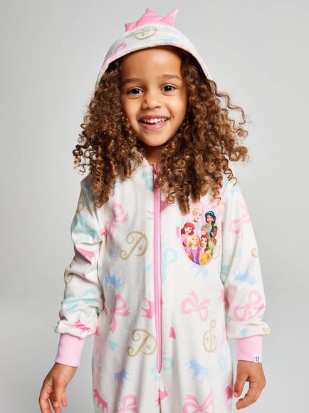 Brand Threads Kids' Princess Fleece Onesie, Multi - view 2, Multi