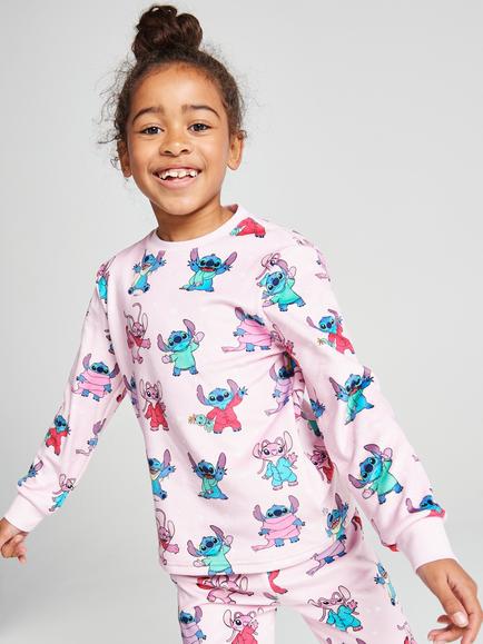 Brand Threads Kids' Stitch Fleece Pyjamas, Pink - view 2, Pink
