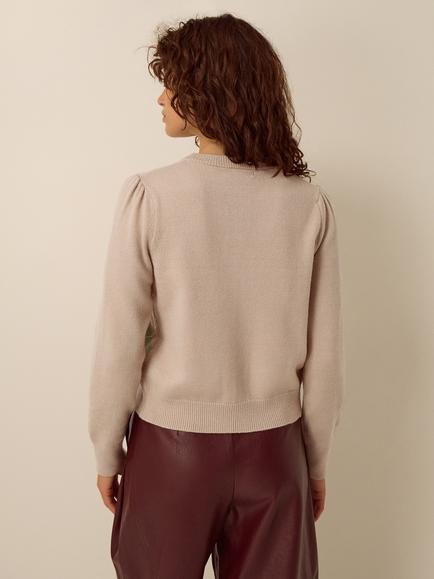 Monsoon Alba Argyle Cardigan, Mink - view 2, Mink